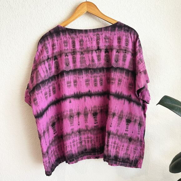 Bryn Walker Tie Dye Linen Top L/XL? Oversized Lagenlook Bohemian Hippie Festival - Picture 6 of 8